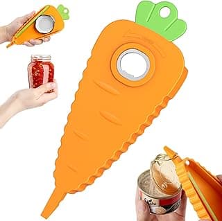 Jar Opener Bottle Opener for Weak Hands, Seniors with Arthritis and Anyone with Low Strength, Get Lids Off Easily, Carrot Shaped with Magnets for Decorate Fridge, Best Gift for Kitchen Gadgets