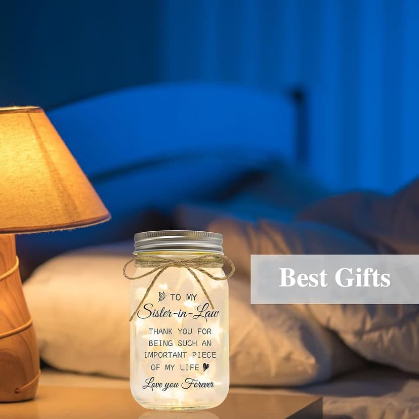 Gifts for Sister in Law Birthday Christmas Mother's Day Wedding Thanksgiving Gifts Sister in Law Gifts, Mason Jar Night Lights B0G92PSR4B