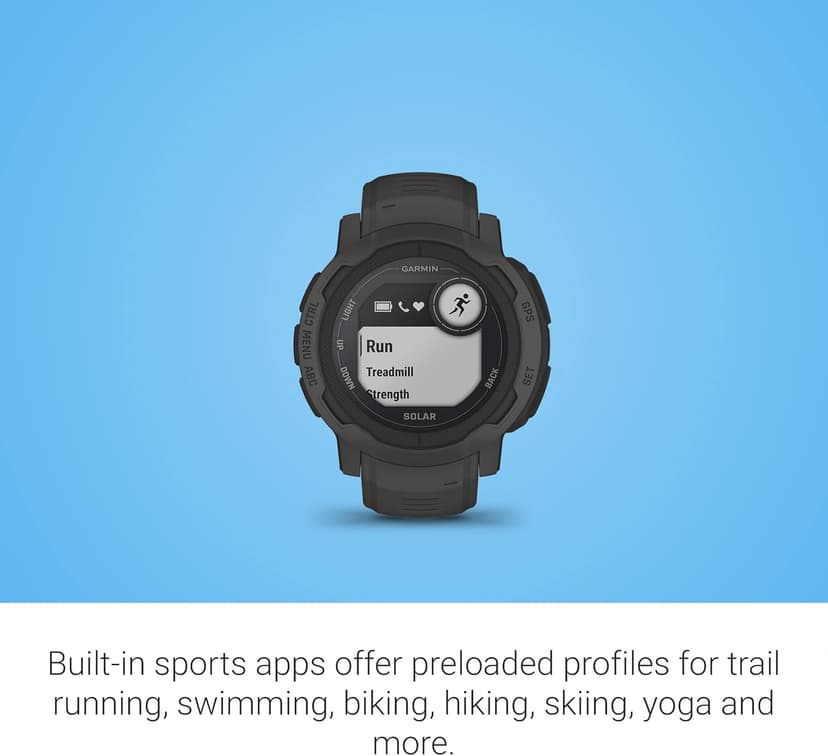 Garmin Garmin Instinct 2 Solar, Smaller-Sized Rugged Outdoor Watch with GPS, with Solar Charging Capabilities, Built for All Elements, Multi-GNSS Support, Tracback Routing and More, Graphite