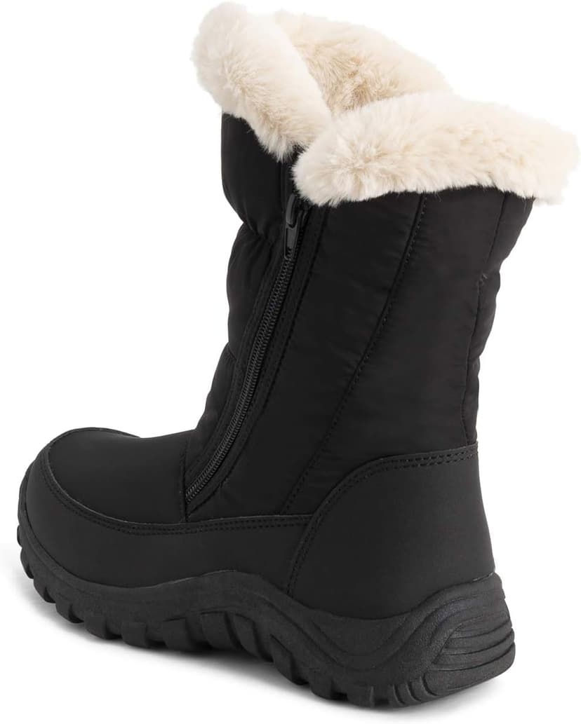 POLAR Womens Memory Foam Twin Zip Opening Pull On Nylon Waterproof Thick Faux Fur Lined Winter Rain Snow Boots