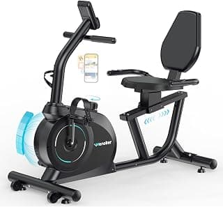 Recumbent Exercise Bike for Home, Quiet Recumbent Stationary Bike with App Sync, 16-Level Magnetic Resistance, Adjustable Seat & LCD Monitor for Adults and Seniors