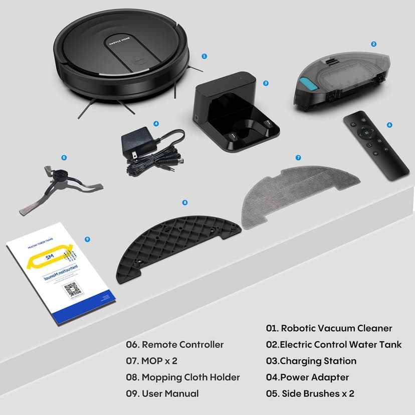 Bagotte Robot Vacuum and Mop Combo,5000Pa Robotic Vacuum with Schedule,4 in 1 Robotic Vacuum Cleaner, Quiet Slim,Self-Charging,Wi-Fi/Voice/App,Perfect for Pet/Hard Floors,/Carpet