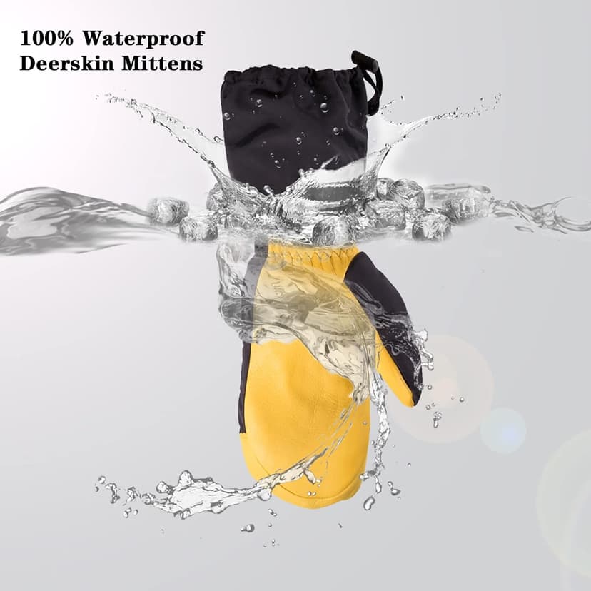 SKYDEER Waterproof and Windproof Genuine Deerskin Leather Ski Gloves with 150G 3M Thinsulate Insulation (SD8648T)