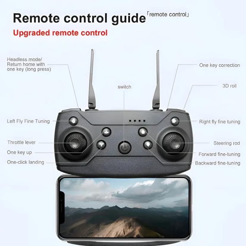 E99 Pro Foldable Drone with Dual 4K HD Cameras for Adults and Teens 14+ – FPV Live Video, Wind Resistant, 3 Speed Modes, One-Key Start, 360° Flips, 2 Batteries, Carrying Case
