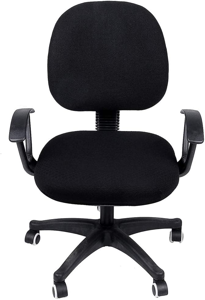 Smiry Stretch Jacquard Office Computer Chair Seat Covers, Removable Washable Anti-dust Desk Chair Seat Cushion Protectors - Black
