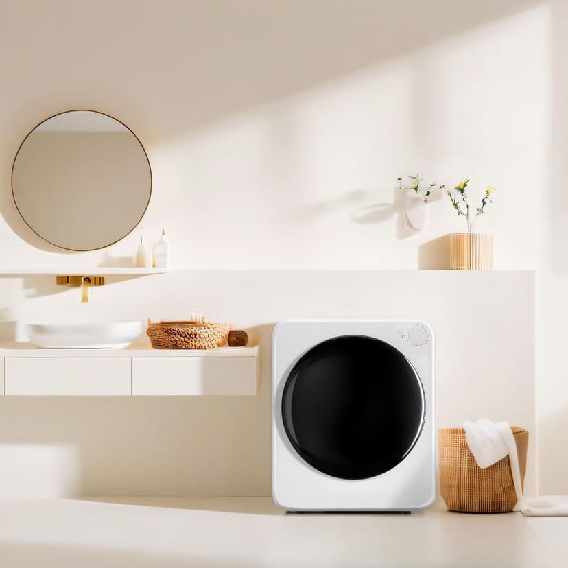 DOGHLY 120V Portable Electric Clothes Dryer, 800W Compact Laundry Dryer, Easy Control, 1.6 Cu.Ft Front Load Stainless Steel Electric Dryers Machine with Simple Control Knob for Apartment, RV, Dorm