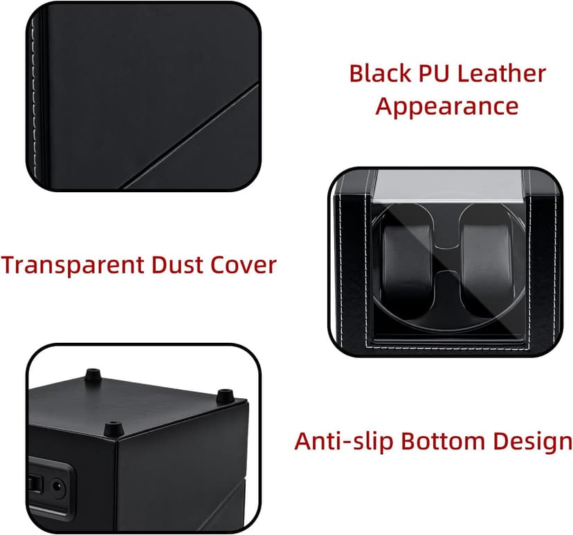 Mcbazel Mcbazel Watch Winder for Automatic Watches, Double Automatic Watch Winder Box with Quiet Japan-made Motor, Automatic Watch Display Storage Rotation Wristwatch Box with 2 Slots (Black PU Leather)