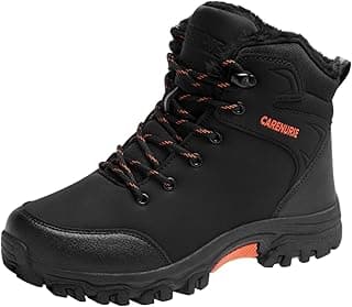 CARENURSE Mens Snow Boots Winter Warm Fur Lined Shoes Non-Slip Insulated Hiking Boot