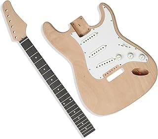 Ktaxon DIY Electric Guitar Kit with Mahogany Body, Full Size 6-String Electric Guitar Kits W/Maple Neck, Shoulder Strap, SSS Pickups, All Accessories Included, Wood Color (KST)