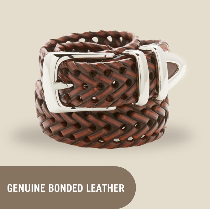 Perry Ellis Men's Portfolio Braided Leather Belt