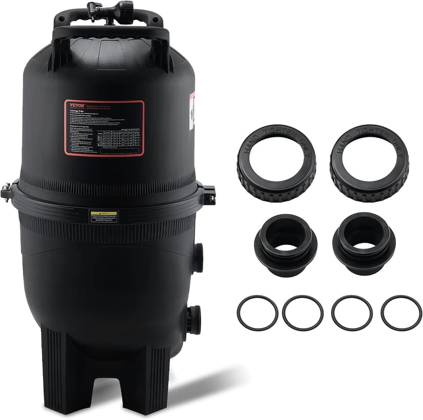 VEVOR 2025 Pro Cartridge Pool Filter Tank & Element for Above Ground & Inground Pools, Large 520-525Sq. Ft Cleaner System Compatible W/Pumps 1 to 3 HP| Up to 15311 GPH |for Pools Up to 122490 Gallons