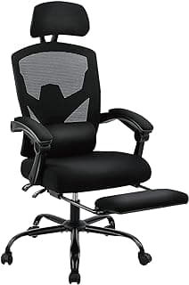 Sweetcrispy Office Computer Desk Chair, Ergonomic High-Back Mesh Rolling Work Swivel Chairs with Wheels, Comfortable Lumbar Support, Comfy Arms for Home, Bedroom, Study, Student, Black