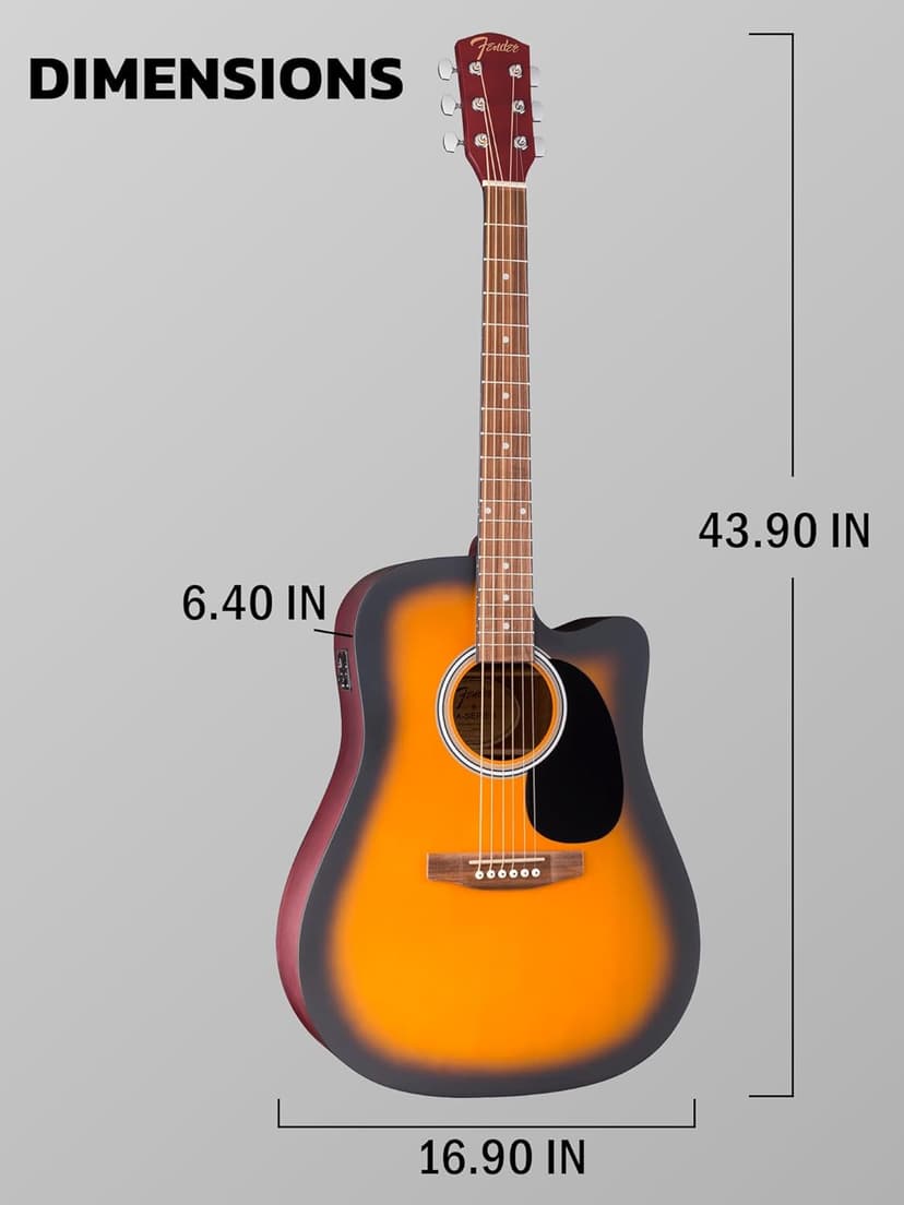 Fender FA Series Dreadnought Acoustic-Electric Guitar - 2-Color Sunburst Bundle with Gig Bag, Strings, Picks, and Austin Bazaar Instructional DVD