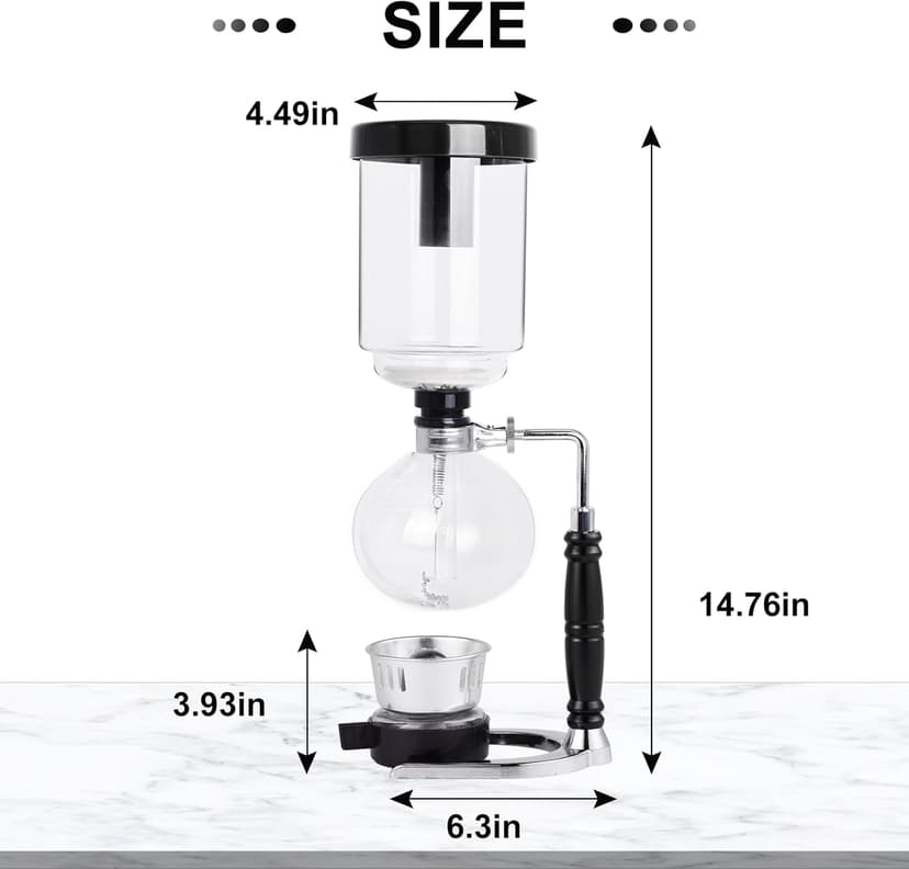 YUCHENGTECH Siphon Syphon Coffee Maker Tabletop Glass Siphon Pot Glass Technica Siphon Vacuum Coffee Maker(5 Cups(600ml))
