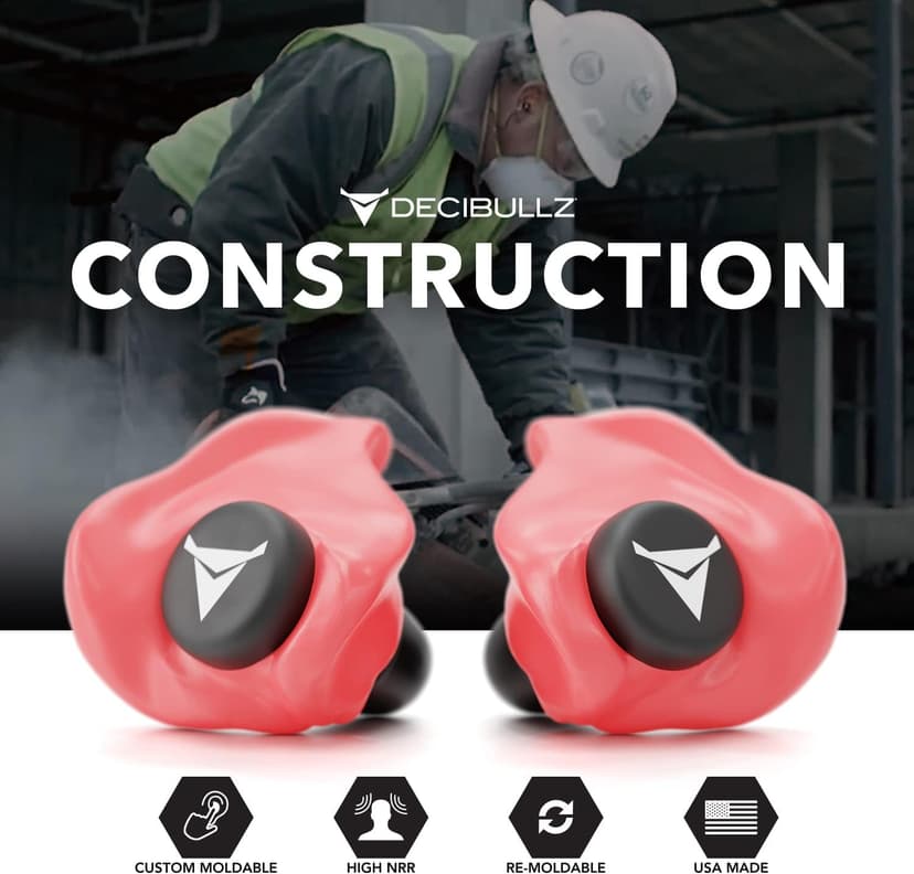 Decibullz - Custom Molded Earplugs, 31dB Highest NRR, Comfortable Hearing Protection for Shooting, Travel, Work and Concerts