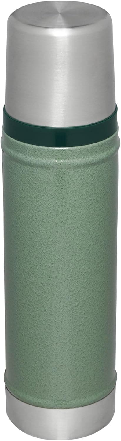 Stanley Classic Legendary Vacuum Bottle 20 oz | Wide Mouth with Leakproof Cup Lid | Keep Drinks Hot or Cold | Packable for Travel | Insulated Stainless Steel Thermos | BPA-Free | Hammertone Green