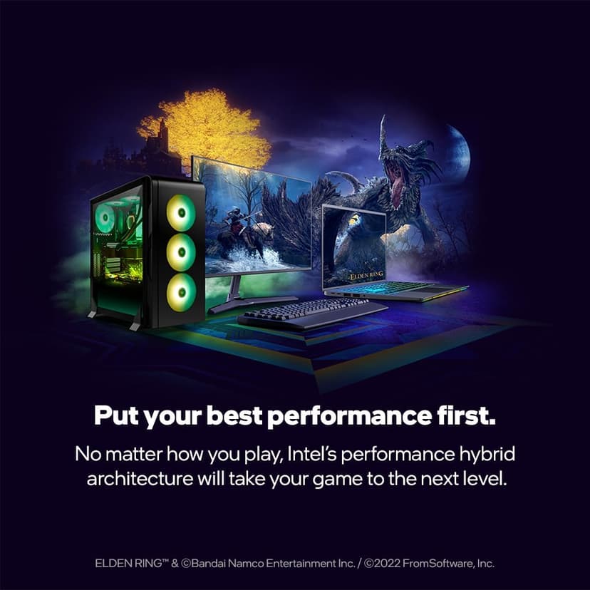 Intel® Core™ 12th Gen i3-12100F desktop processor, featuring PCIe Gen 5.0 & 4.0 support, DDR5 and DDR4 support. Discrete graphics required.