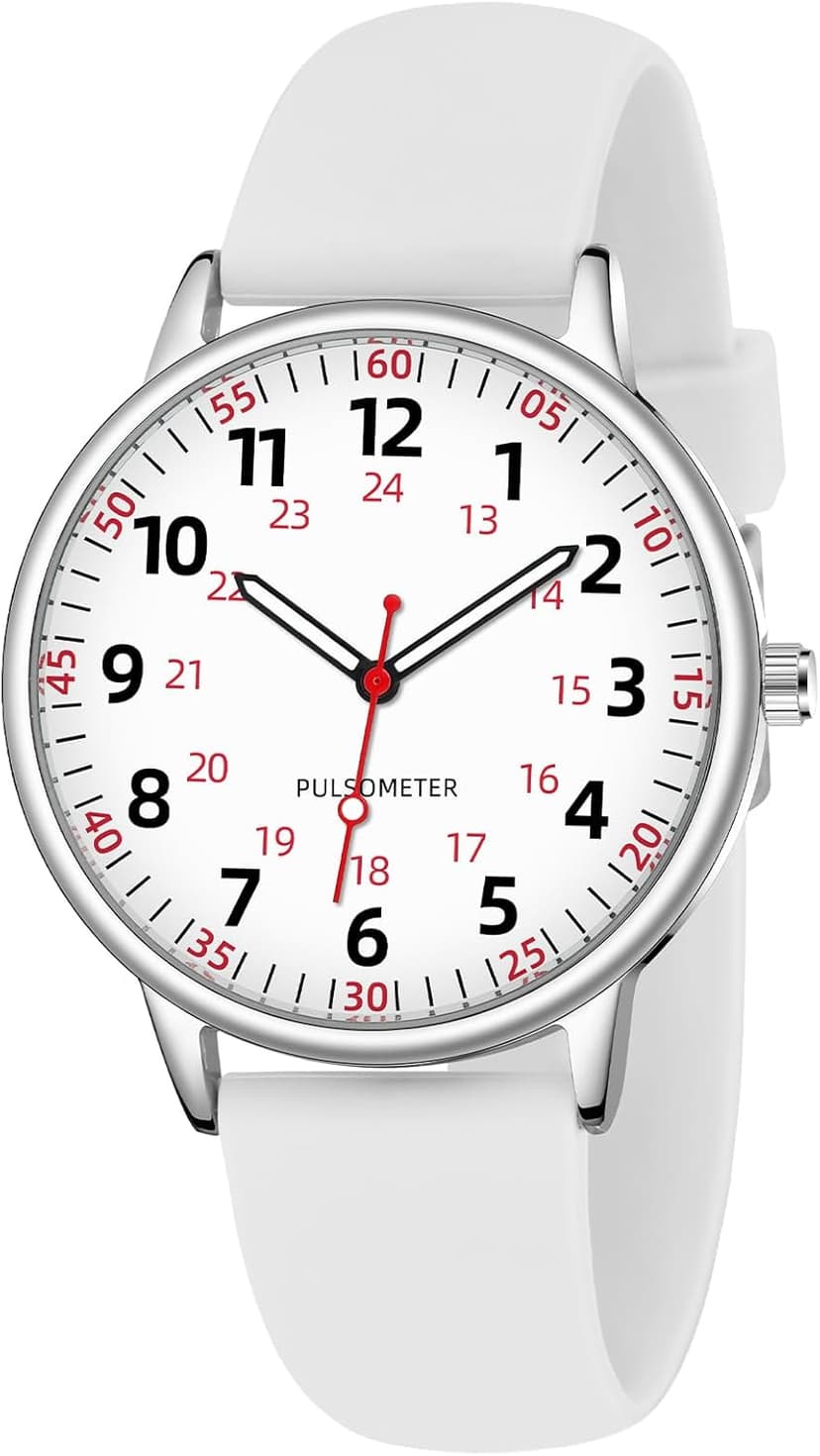 TWOPTION Nurse Watch for Women Waterproof Analog Silicone Watch with Second Hand Nursing Watch