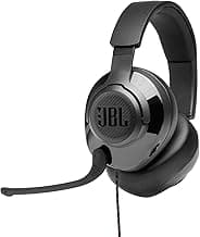 JBL Quantum 200 - Wired over-ear gaming headset with Voice focus directional flip-up mic and memory foam ear cushions (Black)