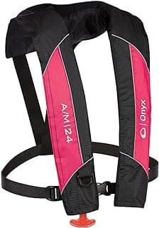 Onyx A/M-24 Automatic/Manual Inflatable Life Jacket, U.S. Coast Guard Approved, Low Profile, Compact Design, Manual Convertible Inflation Option