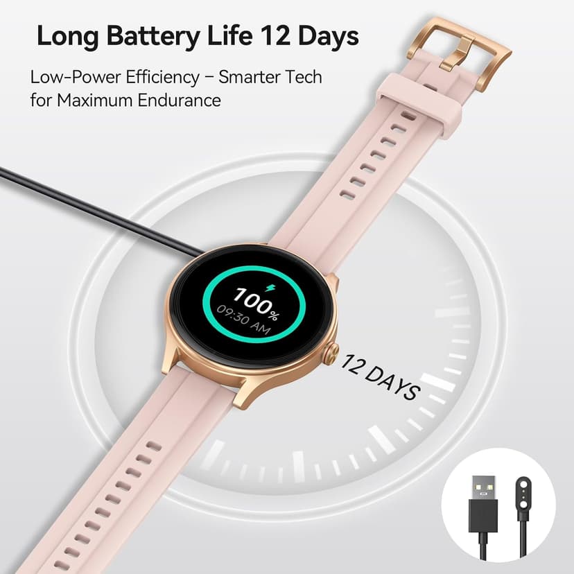 Smart Watches for Women (2 Bands), 1.27" Round Fitness Watch for Android iPhone with Bluetooth Calls (Make/Answer), AI Voice Command, Heart Rate/SpO2/Sleep Monitor, 12 Days Battery, IP68 Waterproof