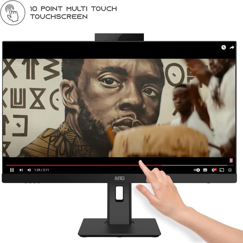 Gaming All in one PC 24 Inch FHD Touchscreen, MTG Yama, Intel Core i5 10th Gen, 16GB RAM, 240GB NVME / 1TB SSD, AMD RX 550 4GB DDR5 Graphics, Webcam, RGB Combo, Windows 11 Home