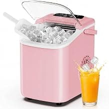 DUMOS Ice Maker Countertop, Ice Machine with Portable Handle, Basket and Scoop, 26lbs Daily, 9 Bullet Cubes in 6~8 Mins, Auto-Cleaning for Home, Kitchen, Office, Outdoors, RV Camping