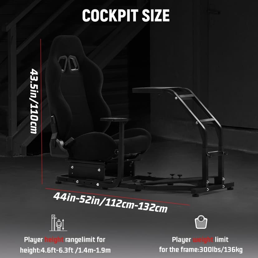 Dardoo G29 Racing Simulator Cockpit with Adjustable Race Seat Fit for Logitech G920 G923, for Thrustmaster T150 T300RS GT Racing Steering Wheel Stand, Not Included Wheel Shifter and Pedals