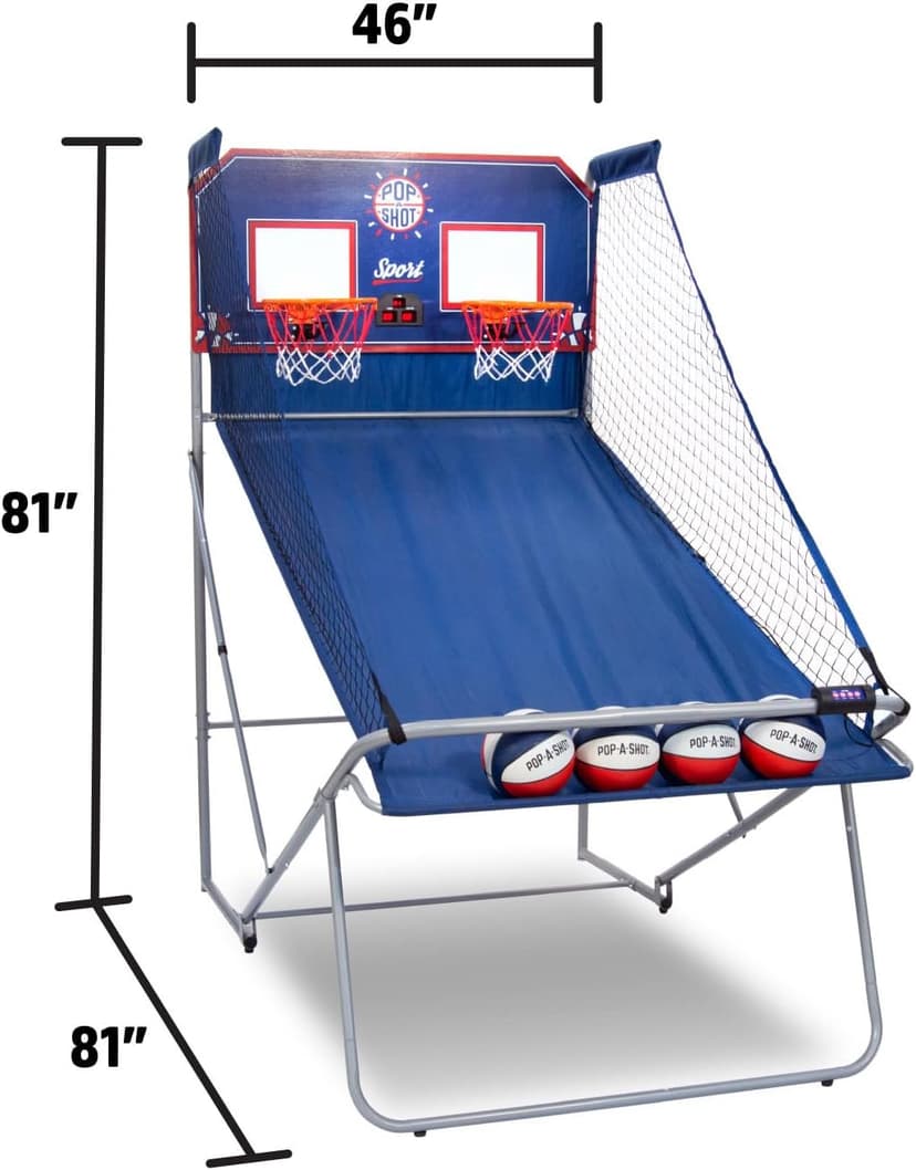 Pop-A-Shot - Dual Shot Sport | Arcade Basketball Game for Home | Paddle Scoring Hoop, 10 Game Modes, 4 Balls | Foldable for Easy Storage | Fun for All Players