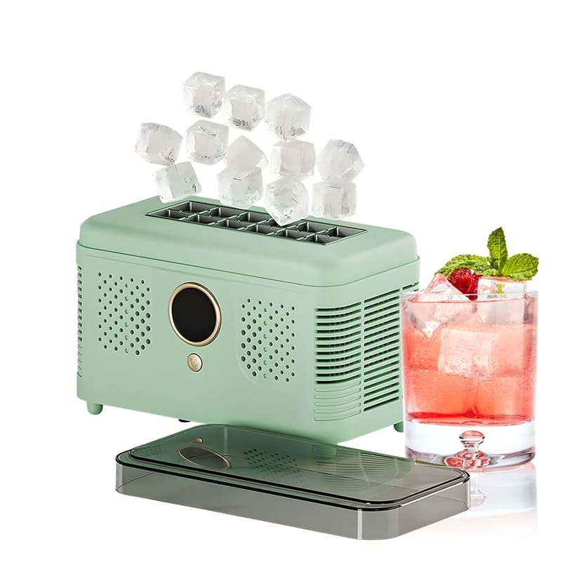 Portable Ice Maker, Fast Ice Making, Quiet, Energy-Efficient, with Ice-Cubes Detachment Rack and Removable Top Cover, Ice Makers Countertop for Home, Office, Parties, Camping, Travel