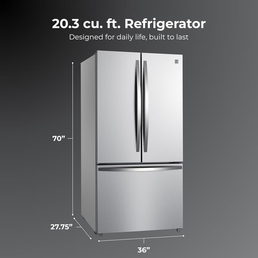 Kenmore 36" French Door Refrigerator with Freezer - Accela Chill, Adjustable Shelving, Humidity Controlled Crispers, ENERGY STAR Certified, 20.3 cu. ft. Capacity, Fingerprint Resistant Stainless Steel