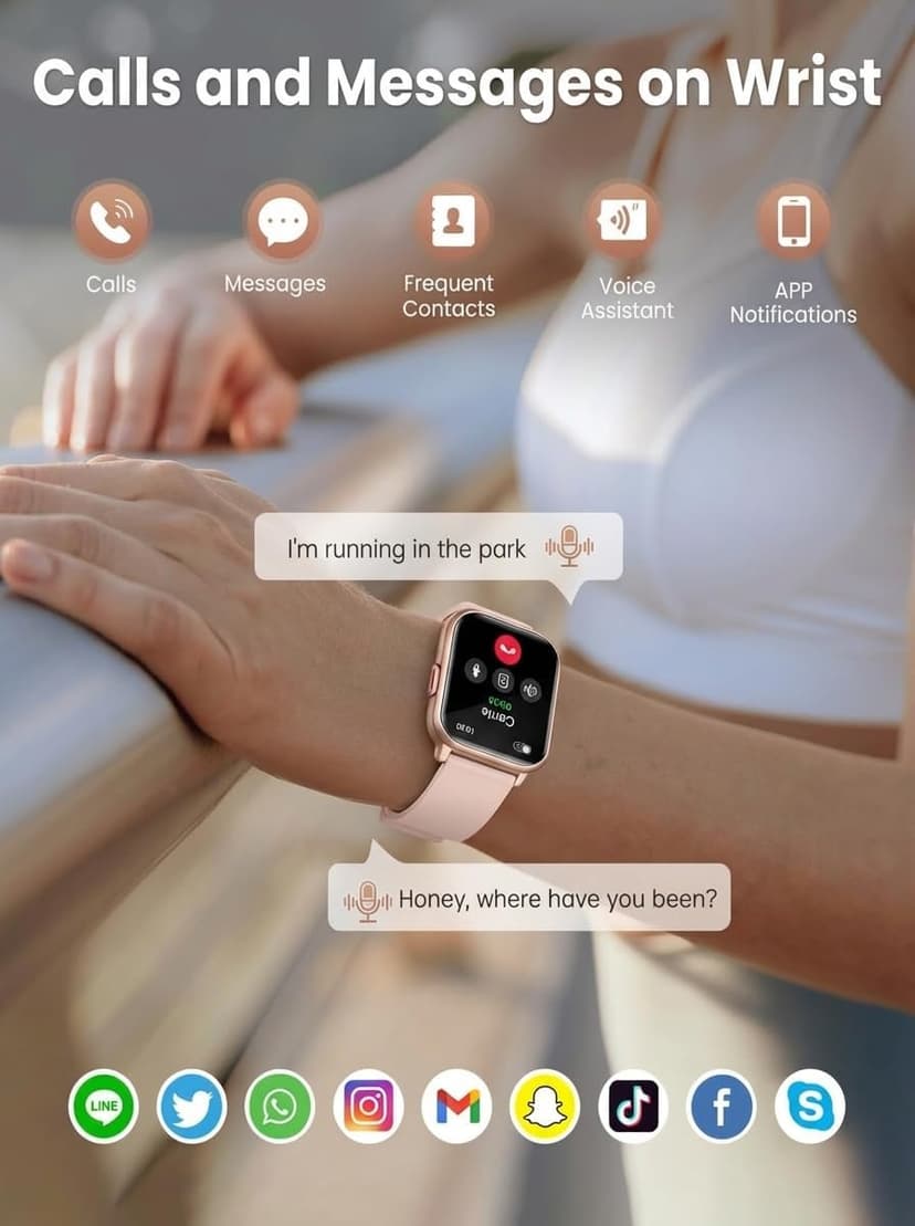 SKG V7 Pro Smart Watch for Women with Alexa & Bluetooth Calling, 1.69" Fitness Tracker with Heart Rate SpO2 Sleep Monitor, IP68 Waterproof, Long Battery & 200+ Dials for Android iPhone, Pink