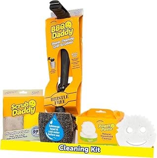 Scrub Daddy Household Cleaning + BBQ Bundle - BBQ Daddy Bristle Free Grill Brush - 2 Microfiber Cleaning Towels - All Purpose Cleaner PowerPaste Cleaning Paste + Scrub Mommy Sponge B0DQT39KBV