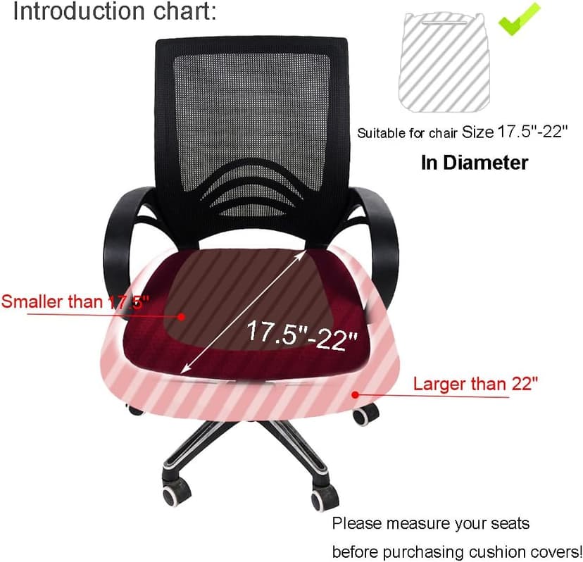 Smiry Stretch Jacquard Office Computer Chair Seat Covers, Removable Washable Anti-dust Desk Chair Seat Cushion Protectors - Black