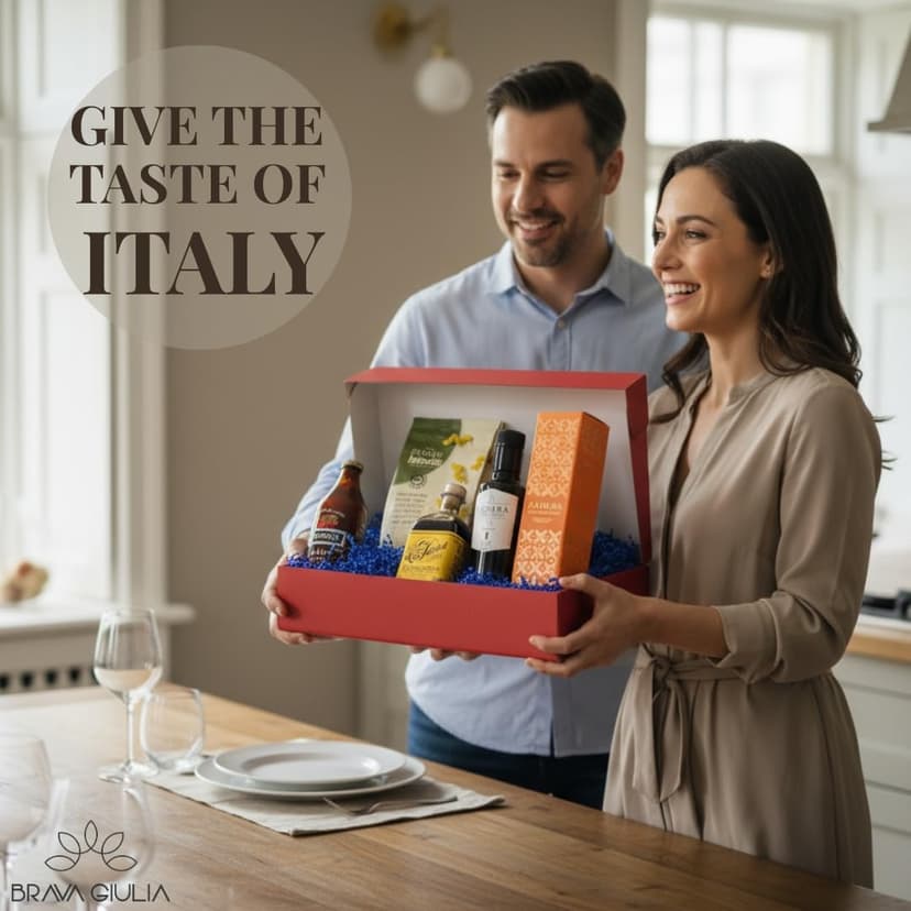 Brava Giulia Italian Gift Box – Premium EVOO, Aged Balsamic, Organic Pasta & Tomato Sauce | Gourmet Food Set from Italy | Holiday & Hostess Gift