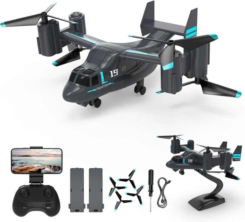 LM19-A Drone with HD Camera for Beginners, WiFi Live Video Remote Control Airplane, Easy & Ready to Fly RC Plane, RC Quadcopter Gift Toy for Boys, Girls age 14& Adults, 2 Batteries (Dark Blue)