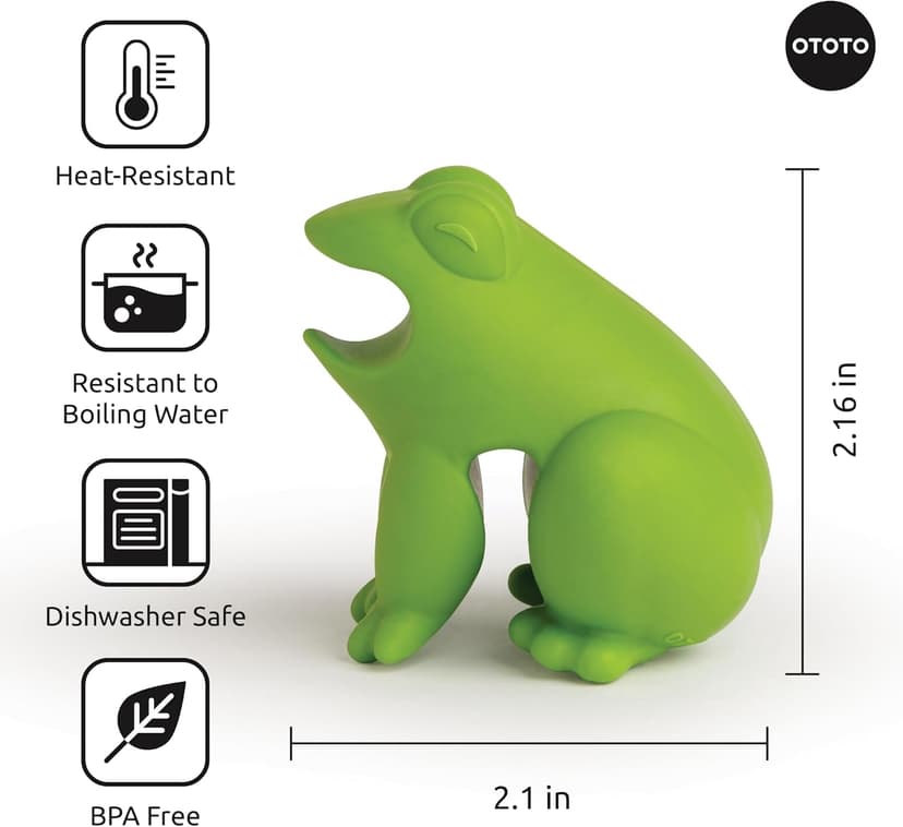OTOTO New HopTop Frog Spoon Holder for Stove Top - Spoon Rest for Stove Top and Steam Releaser, Cute Kitchen Accessories, Cooking, Cool Gadgets, Fun Kitchen Gifts, White Elephant Gifts