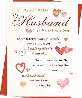 OJsensai Valentine’s Day Card for Wondful Husband, Valentines Decorations Gifts Ideas from Wife