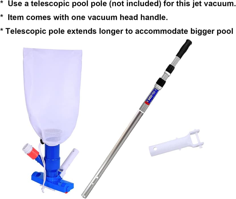Pool Spa Jet Vacuum Cleaner w/Brush for Frame Above Ground/Inflatable Pools, Spa, Hot Tub Vacuuming, Use Water Pressure from Garden Hose to Vacuum (Use with A Telescopic Pool Pole, Not Included)