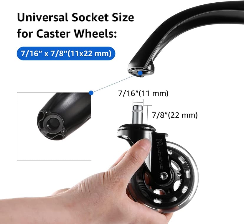 MASTERY MART Heavy Duty Office Chair Base Replacement, 2500 Lbs, 28"(70 cm), Metal Desk Chair Base Replacement Parts with Universal Gas Cylinder Hole and Casters Sockets, Matte Black
