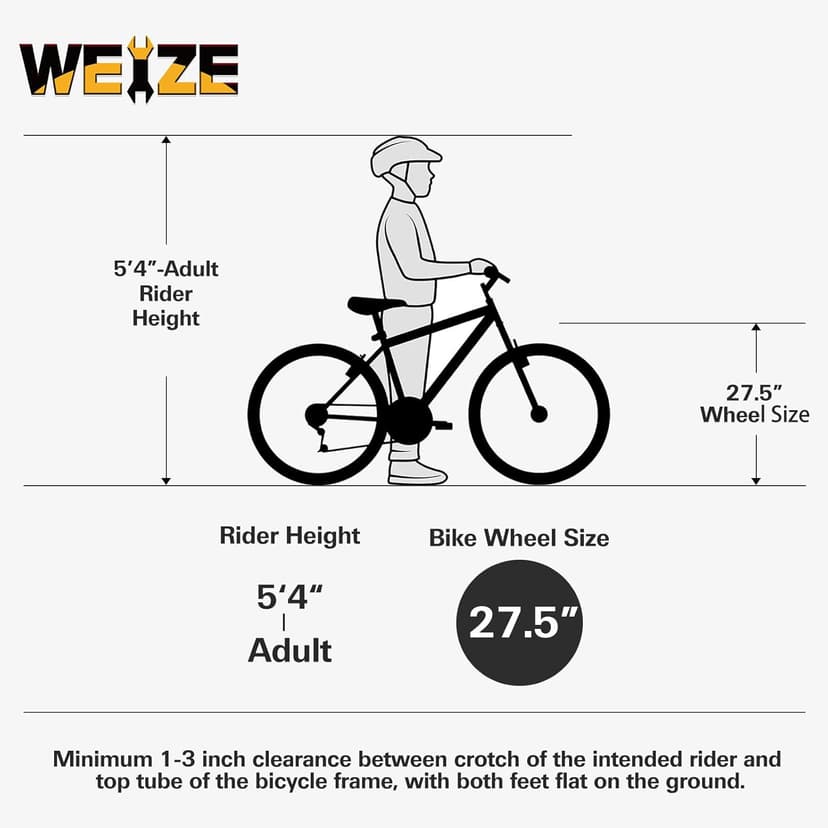 WEIZE Mountain Bike, 26/27.5 inch Outdoor Cycling Bike,18-Speed/High-Carbon Steel/Dual Full Suspension, Adjustable Ergonomic Seat for Men Women Adult, MTB Bicycle with Suspension Fork,Sleek Colors