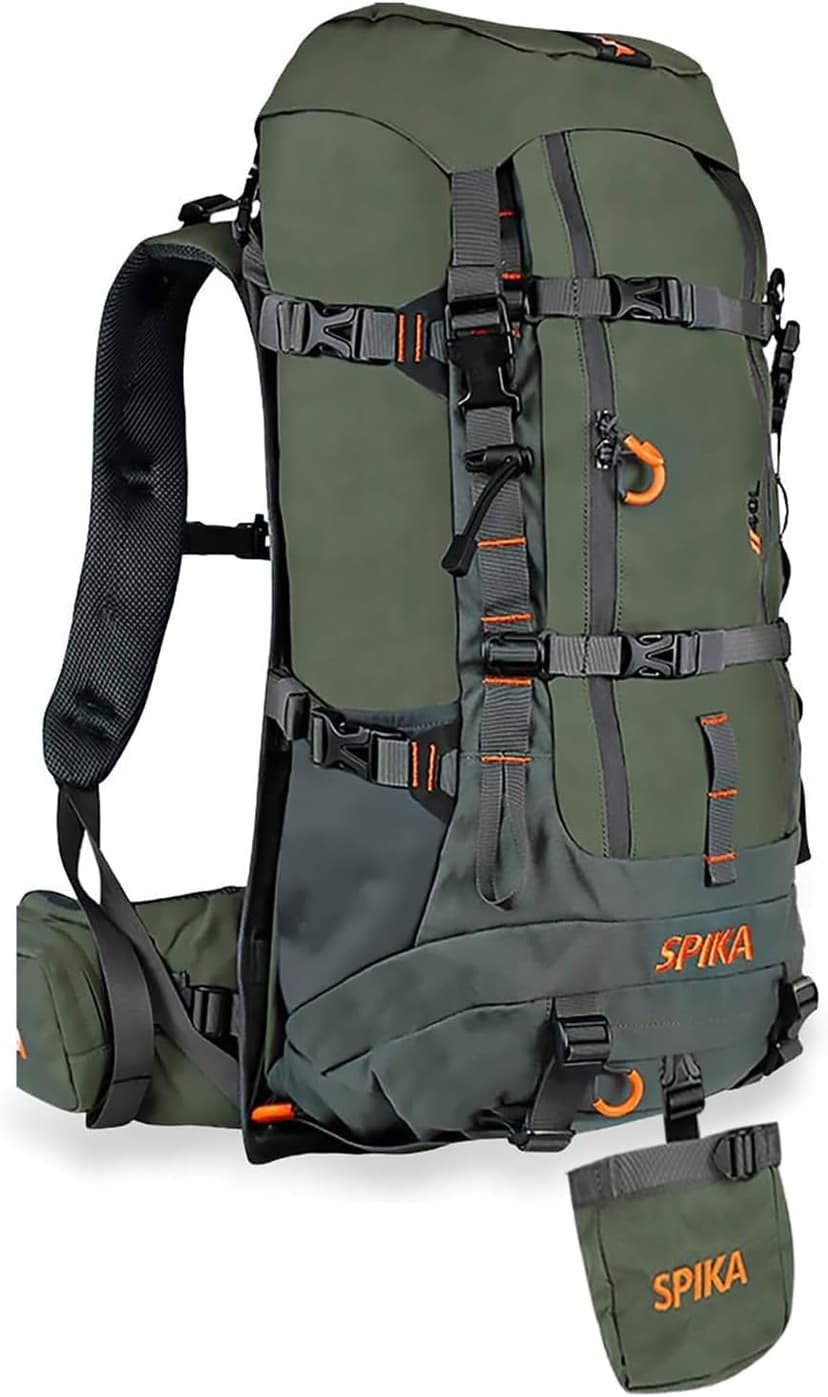 SPIKA Hunting Backpacks for Men, Meat Hauler Frame Pack with Rifle Holder, 40L/80L Extendable + Capacity for Bow Rifle Gun