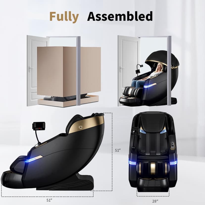 Full Body Zero Gravity Massage Chair, 51'' SL Track with 3 Levels Zero Gravity & Body Scan, 20 Auto Massage Programs, 3D Shiatsu Deep Tissue Massage, Foot Rollers, Airbag, Heating, Yoga Stretch