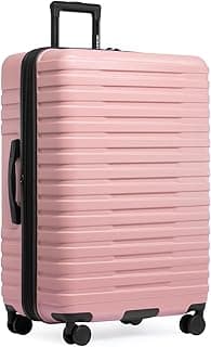 U.S. Traveler Boren Hardside Spinner Luggage With Aluminum Handle, Pink, Checked-Large 30-Inch