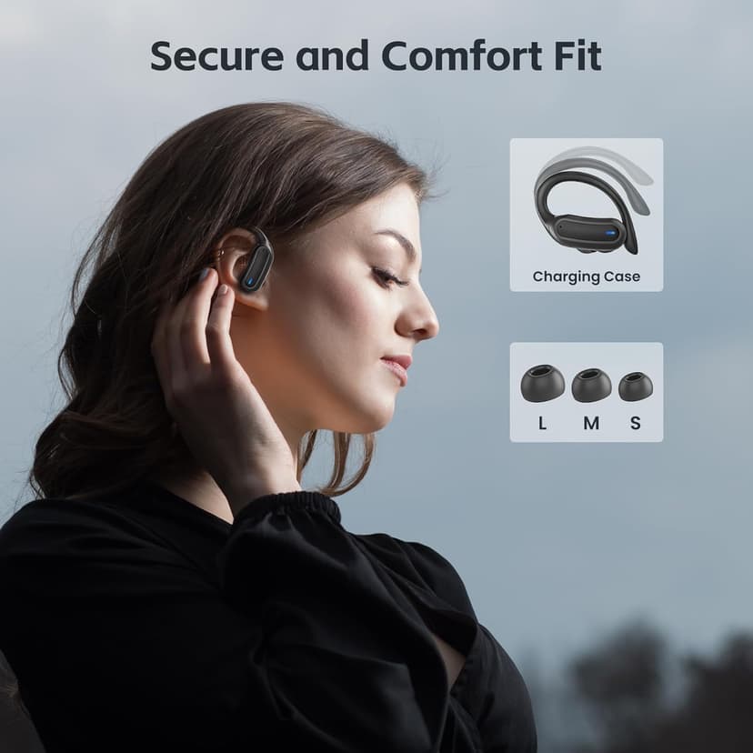 TRAUSI Wireless Earbuds, Bluetooth 5.4 Headphones, True Wireless Stereo Earphones with Noise Cancelling Mic, IPX7 Waterproof, Comfort Fit and Fast Charging Ear Buds (Black)