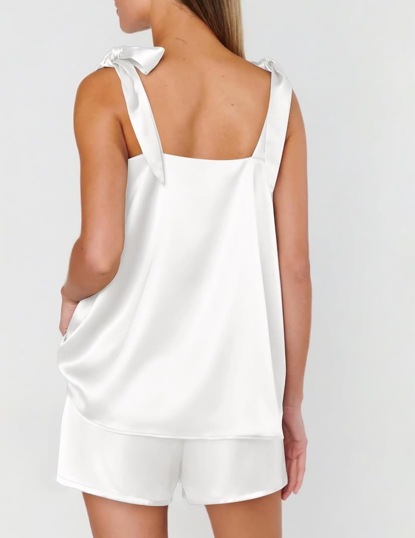Cute Bridal Pjs, 2 Piece Cami and Shorts Sleepwear for Wedding Day, Bridal Shower, Bachelorette Party, Honeymoon Gifts Ekouaer Womens Silk Pajama Set Bow Tie Knot Tank Top Satin Pjs Sets XS-3XL B0G5PHTL86