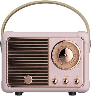 Retro Bluetooth Speaker, Portable Wireless Speaker with Crystal Clear Stereo Sound Rich Bass, Best Birthday Gifts Ideas for Women Teenage (Pink)