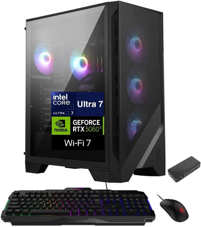 msi Codex R2 AI 2nd AI Gaming Desktop PC (Intel Ultra 7-265, GeForce RTX 5060 Ti 8GB GDDR7, 32GB DDR5, 2TB PCIe SSD, Win 11 Pro) w/USB-C Dock
