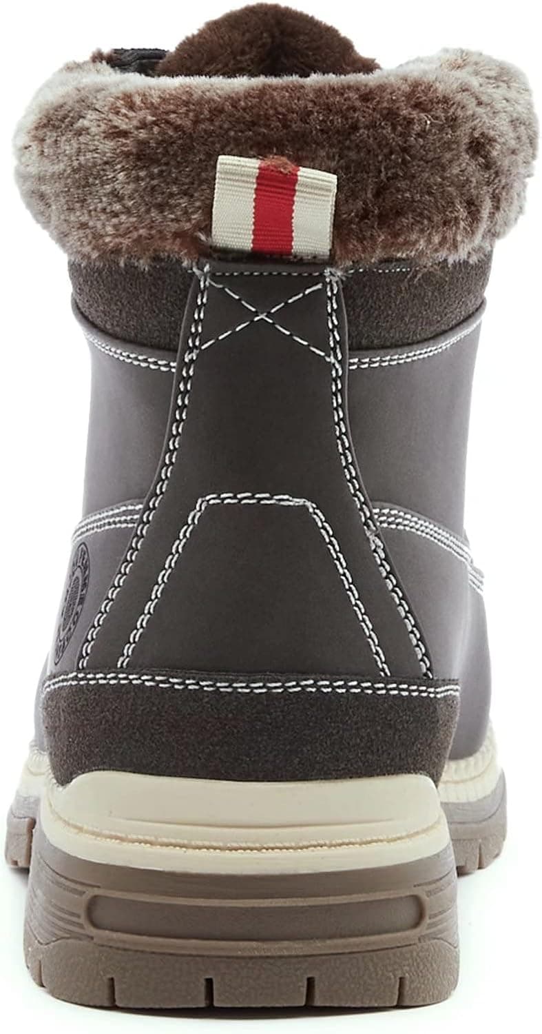 ANJOUFEMME Womens Hiking Snow Winter Boots - Waterproof Work Ankle Boots for Women Comfortable Warm Fur Boots for Backpacking Cycling