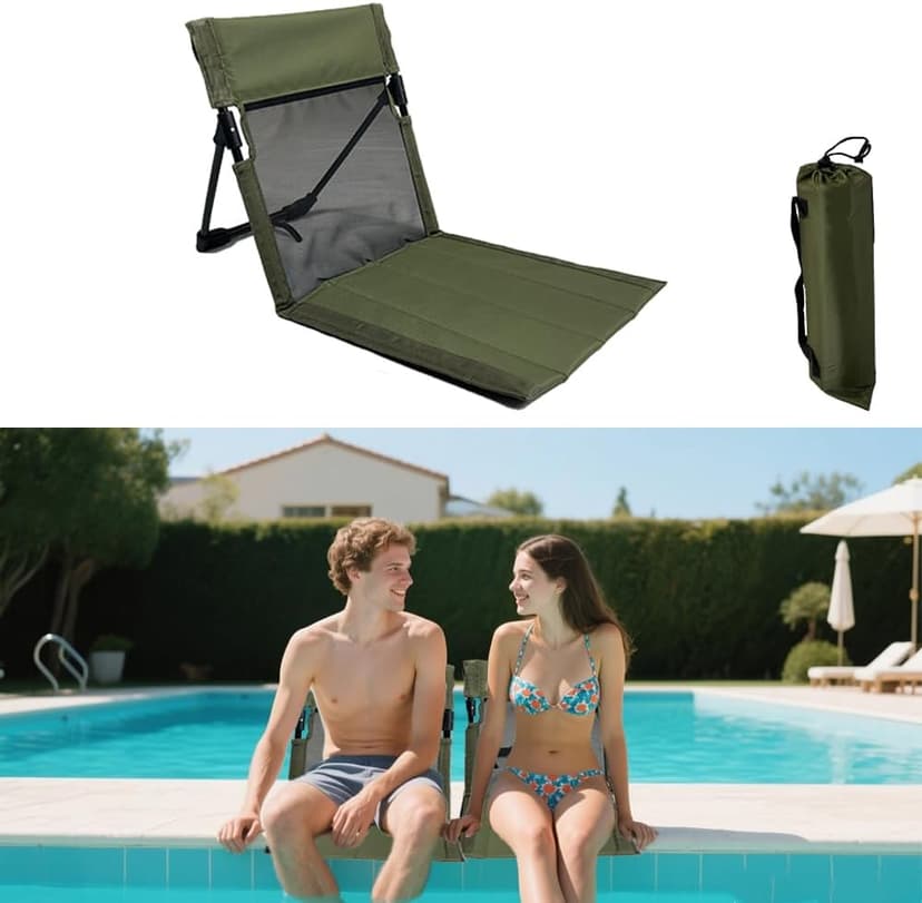 Verveens Portable Poolside Chairs with Mesh Backrest,Lightweight Foldable Beach Chairs with Carry Bag for SwimmingPool Sunbathing Camping Picnic Lawn Road Trips